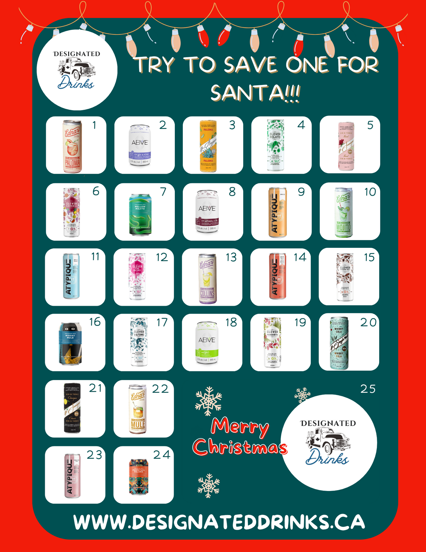 Designated Drinks (Non-Alcoholic)Christmas Advent Calendar Cocktail 24 Pack