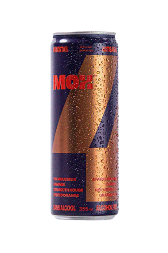 Mox 4 non-alcoholic sparkling wine, Campari, vermouth and orange cocktail can