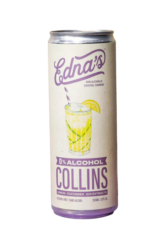 Edna's non-alcoholic Collins cocktail can