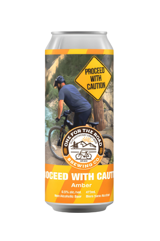 One For The Road Proceed With Caution non-alcoholic lager can