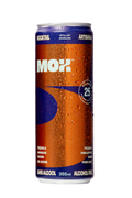 Canned drink with 'MOX' branding on a white background