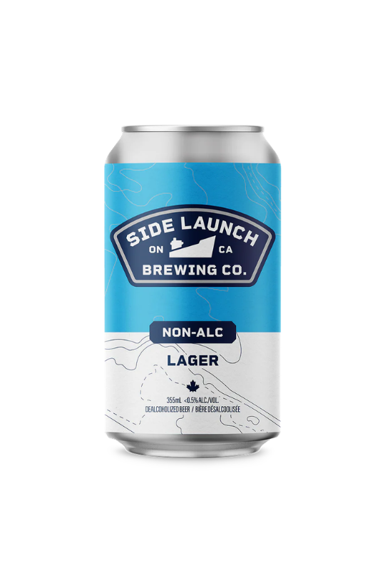 Side Launch non-alcoholic lager can