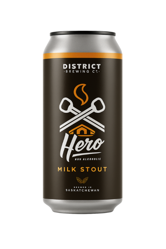 District Hero non-alcoholic milk stout can