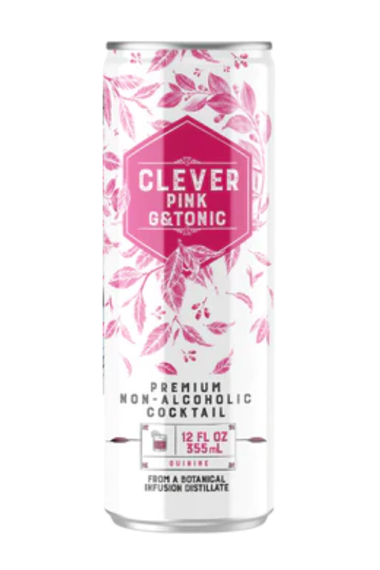 Clever non-alcoholic pink gin and tonic can